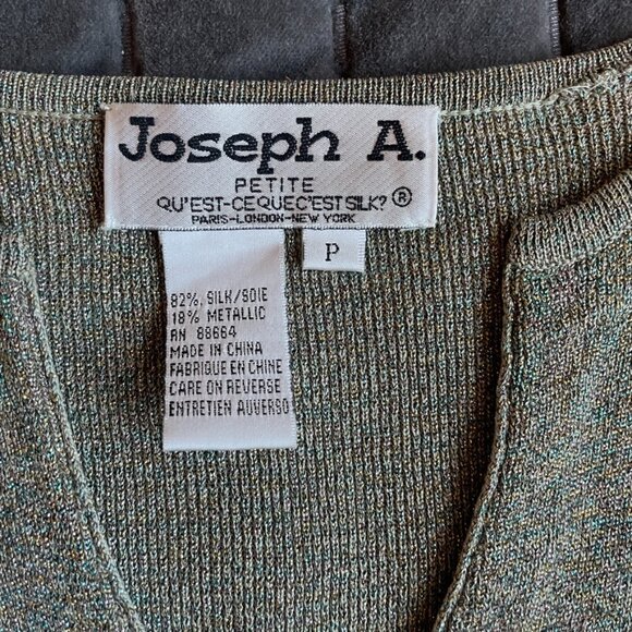 Vintage Joseph A. Silk/Metallic Cardigan Petite - Picture 8 of 13